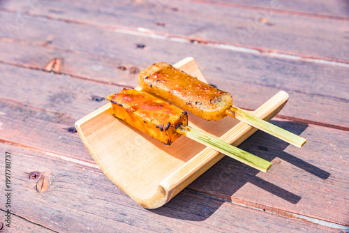 Miso Dengaku, Grilled Tofu and Konjac with Miso Glaze, traditional Japanese cuisine
