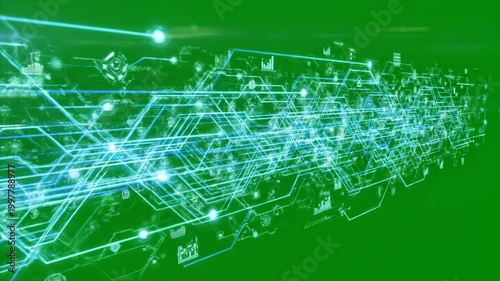 Vibrant abstract network illustration showcasing digital data transmission, global communication, and technological connectivity with glowing blue lines