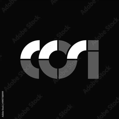 This is an abbreviation logo of letters COSI in motion in flat style. The logo looks clean in gray and white color on a black background. 
