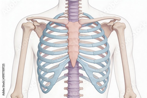 Human rib cage and spine anatomy
