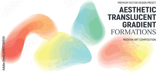 Fluid abstract gradient forms in soft, translucent hues, crafting a modern and aesthetic artistic composition for contemporary design and creative backgrounds