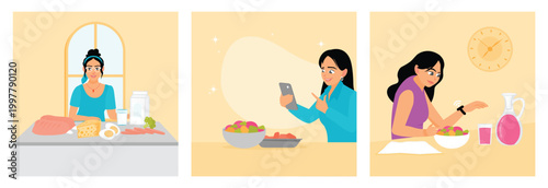 Dukan diet concept. Food Content marketing. Intermittent fasting.