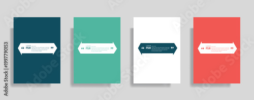Collection of blank quote frame templates. Text in brackets, empty quote speech bubble, quotation. Text box isolated on color background. Vector illustration