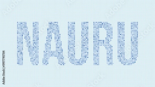 Nauru dotted map animation. Digital style shape of the country. Nauru shape and title dots appear with bulb flickering effect. Intro, outro, logo, title video.