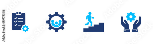 Process improvement icon set. optimization, efficiency, workflow, performance, management. solid style icon collection.