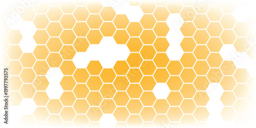 Abstract pattern seamless yellow hexagon honeycombs on a white background. Honey comb background pattern symbol vector design