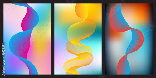 Abstract colorful rainbow wave background with fiery accents in a modern vector design style