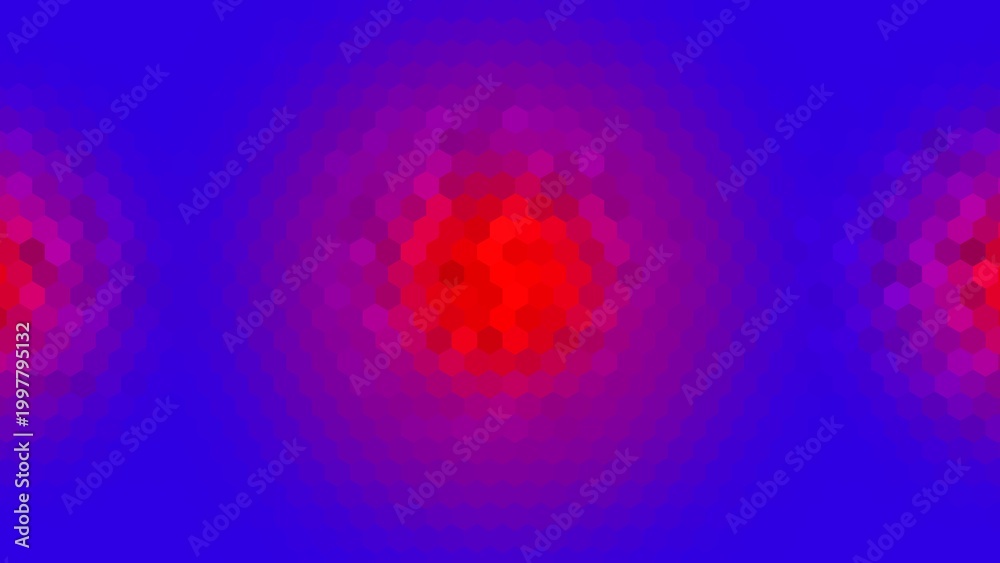 Fototapeta premium background design with blue, purple, and red gradient hexagon pattern surface. gradient with semicircular shapes on the right and left sides and in the middle with a large circle