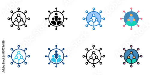 Stakeholders icons set multiple style collection. Editable stroke 
