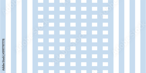 Seamless Light Blue Gingham Pattern Background. Classic Two-Tone Pastel Plaid Check Design for Fabric, Textile, Wallpaper, and Picnic Decor.