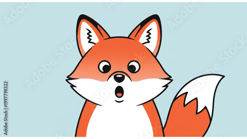 Cartoon Fox Character Looking Surprised.