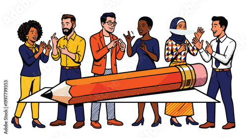 Diverse Creative Agency Team Collaborating on Innovative Content Strategy and Inclusive Design Thinking Solutions