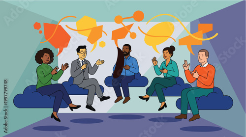 High-performing diverse remote team leveraging cloud infrastructure for seamless B2B collaboration and enterprise-level strategic innovation