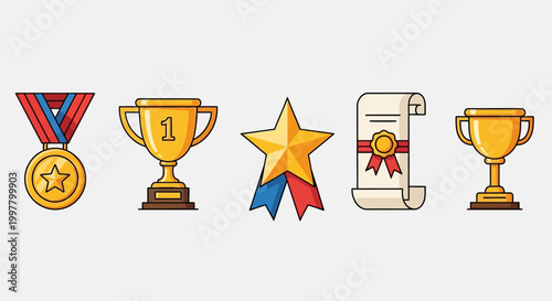 Awards and recognition symbols icons set.