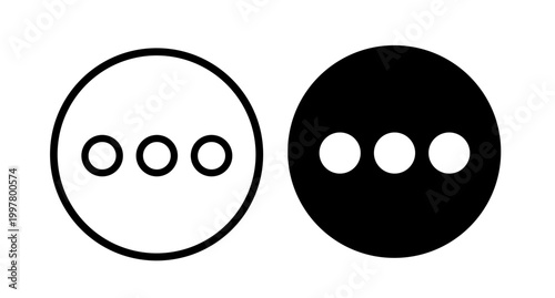 Three dots ellipsis icon in circle outline and solid styles for user interface design