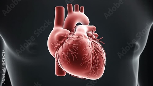 3D render of a healthy human heart, glowing red, detailing intricate cardiac anatomy and its vital circulatory system function for medical science