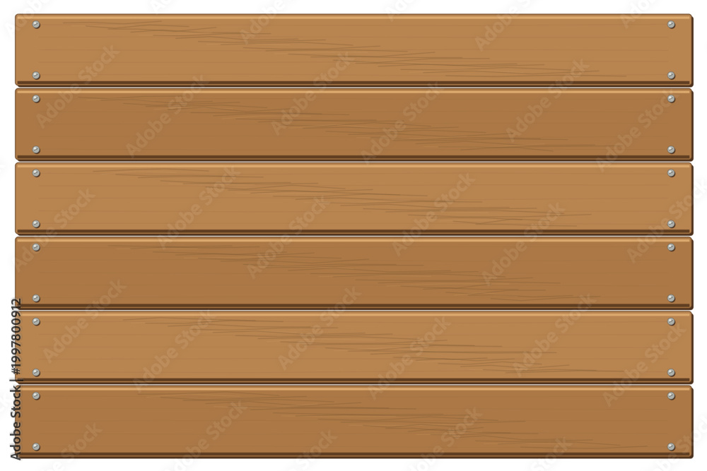 Naklejka premium Wooden boards with metal screws illustration