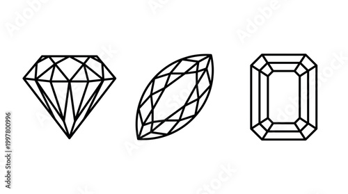 Showcasing elegance in gemstone illustrations digital art minimalist style modern aesthetic close-up view