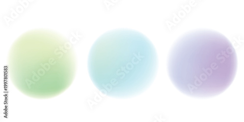 Set the gradient noise gradient of the green circle color. Abstract multicolored watercolor, mesh shapes on a white background. Gradient aura, neon grain clumps with noise effect vector illustration.