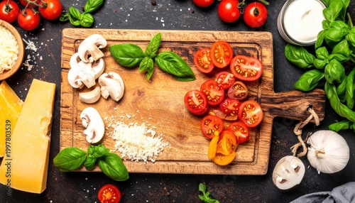 Fresh Ingredients for Delicious Italian Cuisine Preparation.
