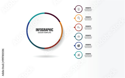 Vector Infographic design business template with icons and 6 options or steps. Infographics Can be used for presentations banner, workflow layout, process diagram,flowchart,info graph.Vector template.