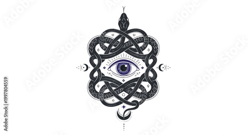 Mystical Eye and Snake Symbol