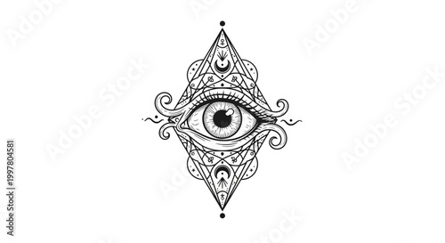 Mystical Eye Symbol, Esoteric Design, Sacred Geometry, Tattoo Art