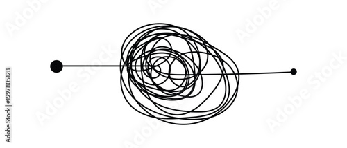 one line continuous Messy Clew Line Connected Icon. One line Insane Messy Line.