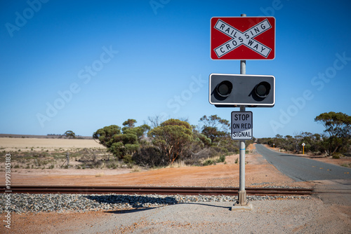 Rural Railway Crossing In Australian Outback Landscape