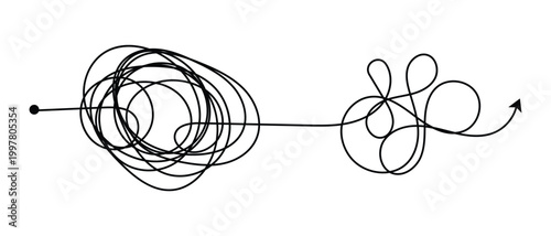 one line continuous Messy Clew Line Connected Icon. One line Insane Messy Line.