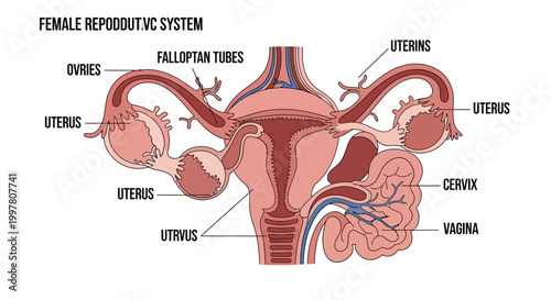 Detailed Diagram of the Female Reproductive System Anatomy.