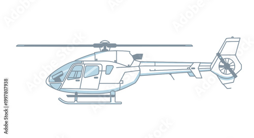 Detailed Line Art Illustration of a Modern Helicopter.