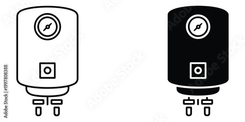 Gas boiler icon in flat style, heater vector illustration on isolated background, boiling sign business concept, modern home appliance symbol with clean simple shapes for  and service design