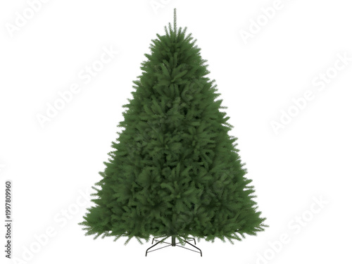 Christmas tree with green branches and lights in pixel art style isolated on transparent background, illustration