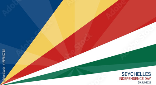 Seychelles Independence Day Graphic Banner with Flag Colors