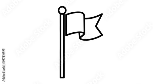 Simple Outline Flag on Pole