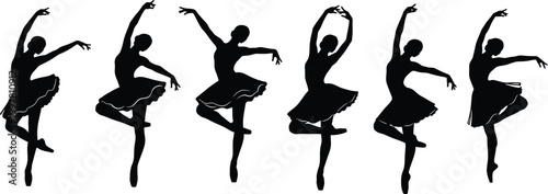 Ballet dancers in motion a silhouette sequence of graceful poses
