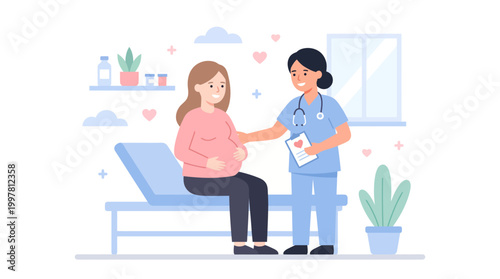 Warm clinical consultation between healthcare professional and patient in a clinic setting.