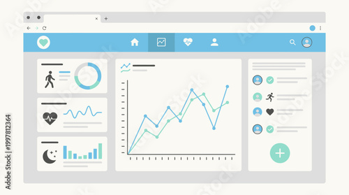 Clean dashboard data visualization showing charts, graphs, and metrics on a software interface.