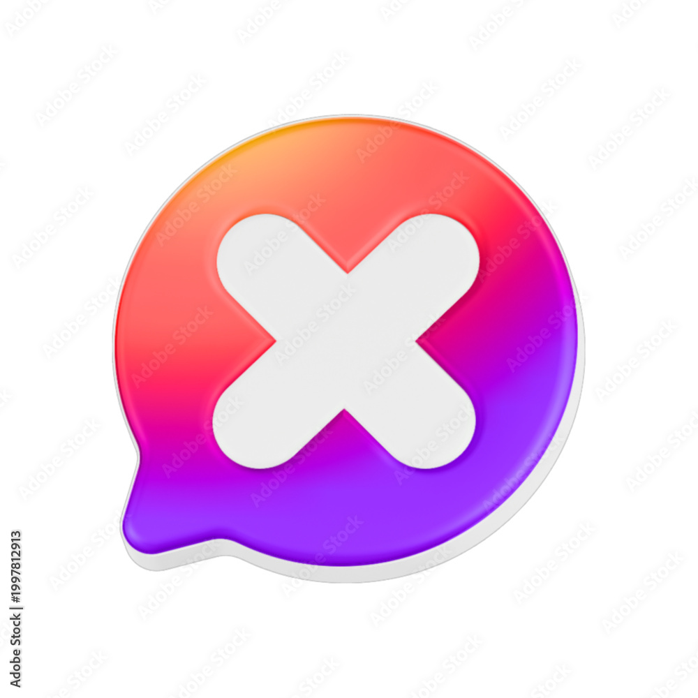 Obraz premium 3d gradient-colored speech bubble shape for Close Chat or Reject Message