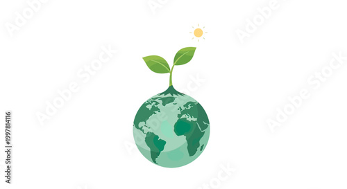 Green Earth Globe with Small Leaves.