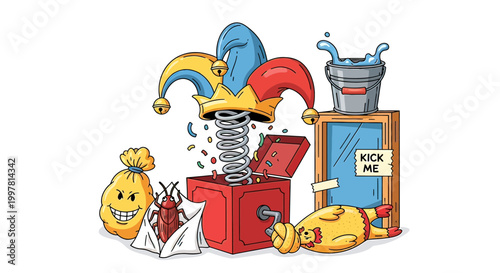 Jester hat on spring surprise box.