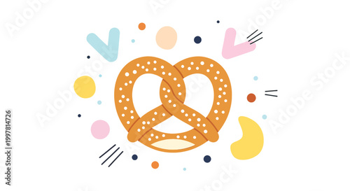Pretzel with white sesame seeds.