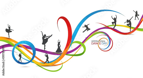 Silhouette dancers in dynamic poses.