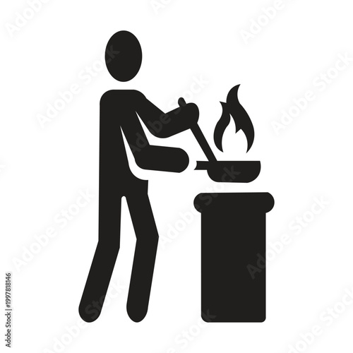 A silhouette illustration of a person cooking is an illustration of an individual who is focused, creative, and enjoying the process of turning raw ingredients into a delicious dish. They are actively