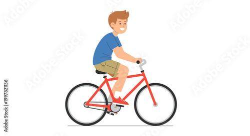 A young woman and man enjoy a fun cycling activity together, featuring a stylish vector illustration of a girl with a bicycle and a boy riding his bike with a helmet