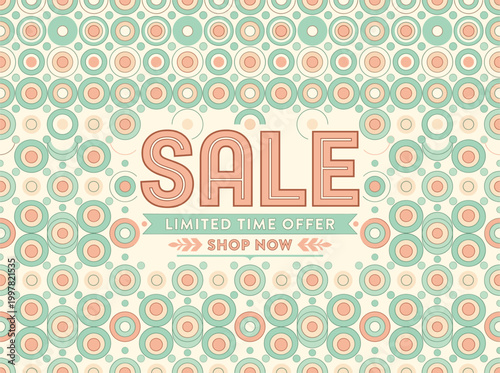 A limited time offer sale announcement with a shop now button on a patterned background