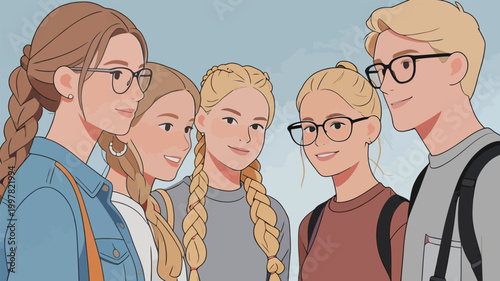 Group of Young Friends Standing Together Outdoors