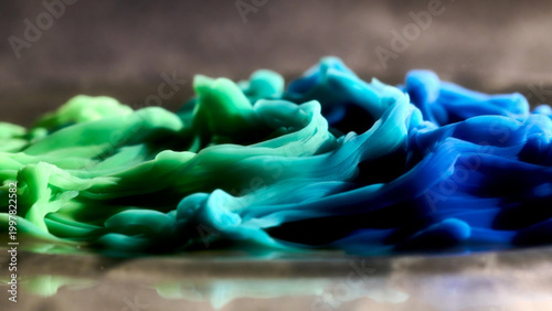  Green and Blue Ink in Water Art | Fluid Color Mixing Abstract Visualization | Dynamic Ink Swirl Water Art