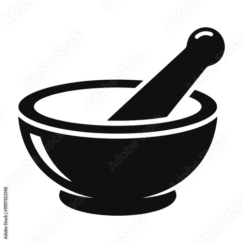 Mortar and pestle icon black silhouette